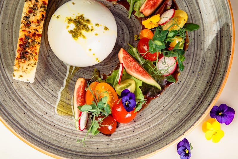 Burrata cheese with prosciutto